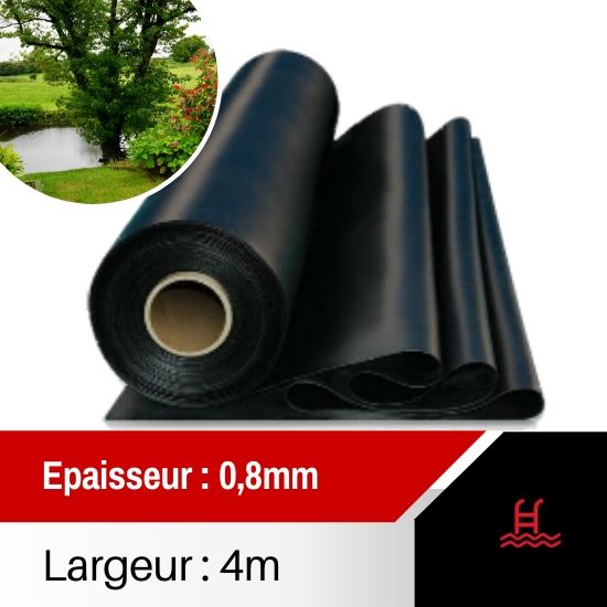 Choisissez votre longueur de bâche PVC pour bassin Ep. 0,8mm - l 4m
